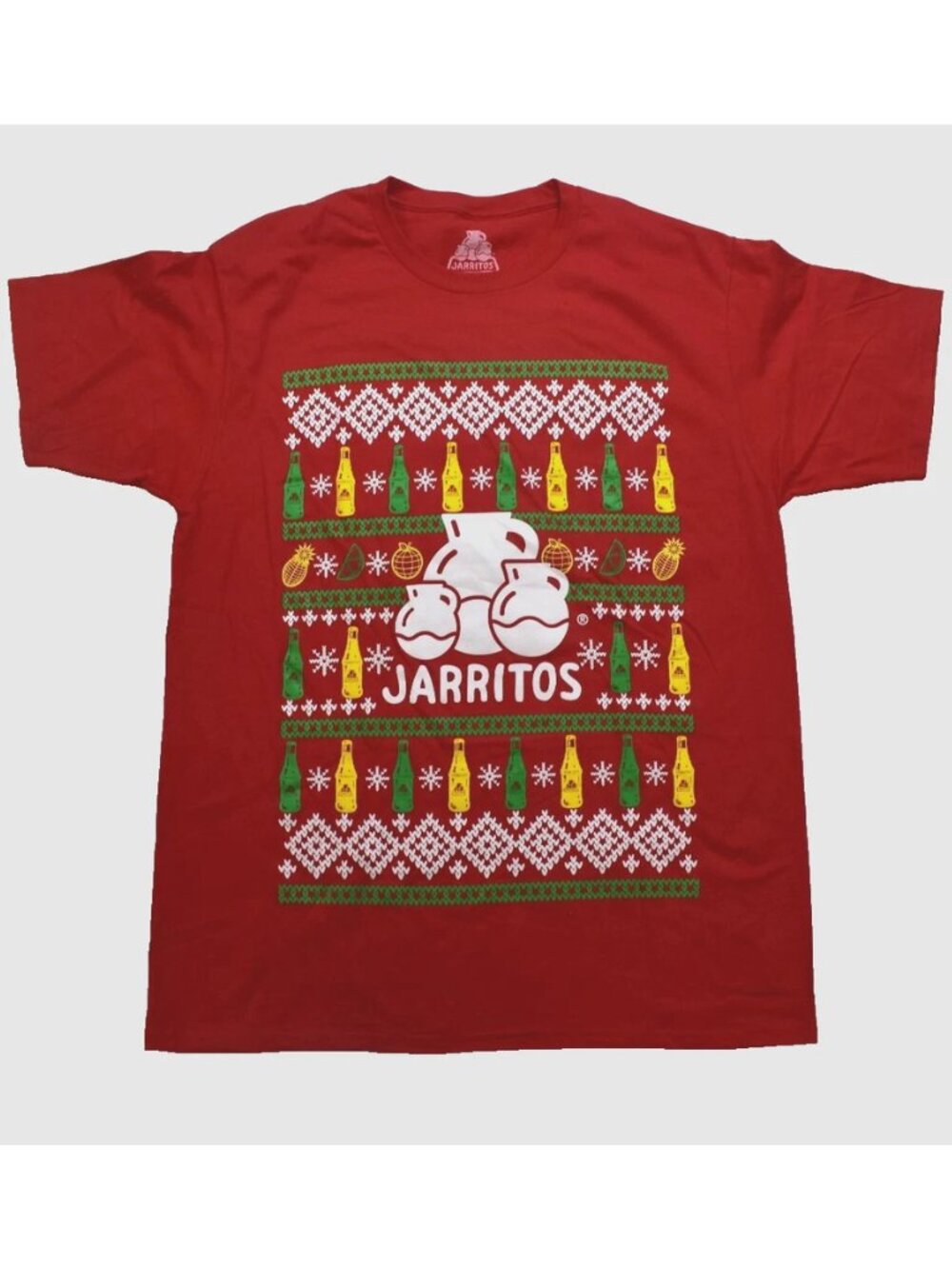Jarritos Mexican Soda Pop Mens Ugly Christmas Sweater Design Red Shirt New S-2XL